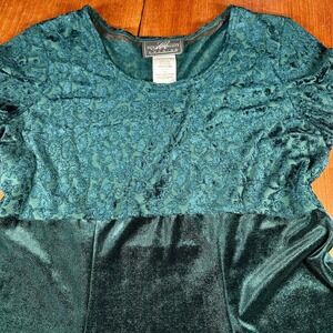 Vintage Molly Malloy Evening Dress Maxi Sz 12 Kelly GREEN Burnout Velvet Formal